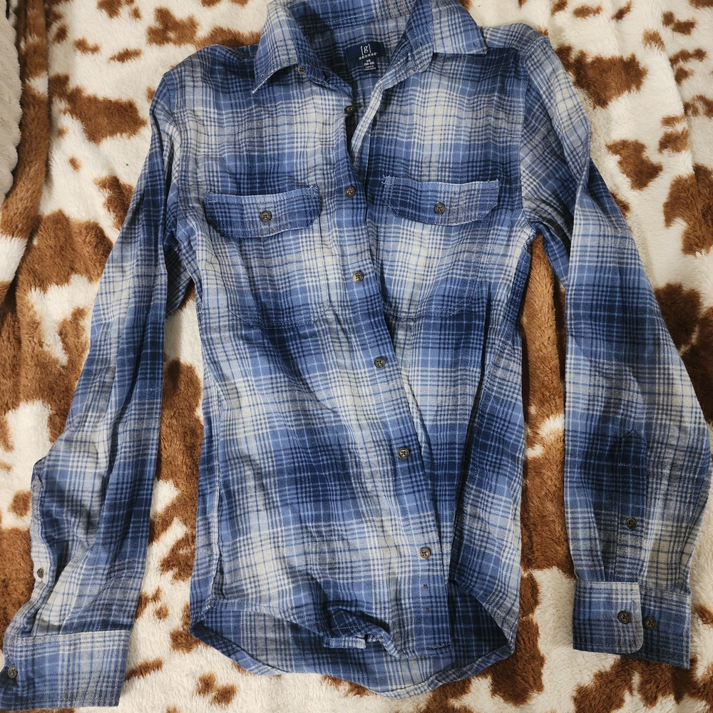 George Blue and White Plaid Shirt